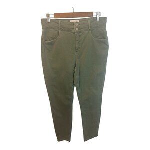 LOFT High Waist Skinny Ankle Pants Olive Green 31/ 12 Cotton Jeans Button Fly